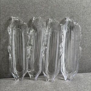 Clear Plastic Corn Cob Dishes Set of 4